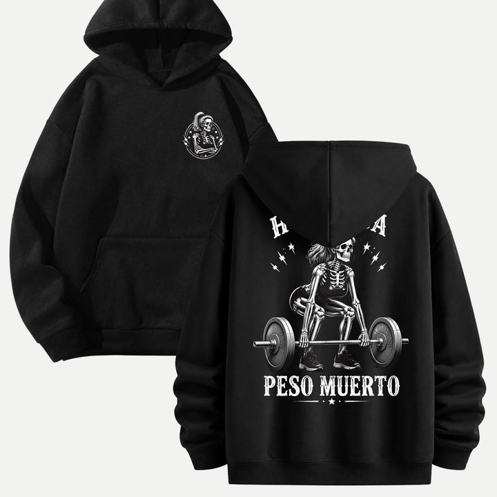 Hoy Toca Peso Muerto Double-Sided Skeleton Deadlift Graphic T-Shirt