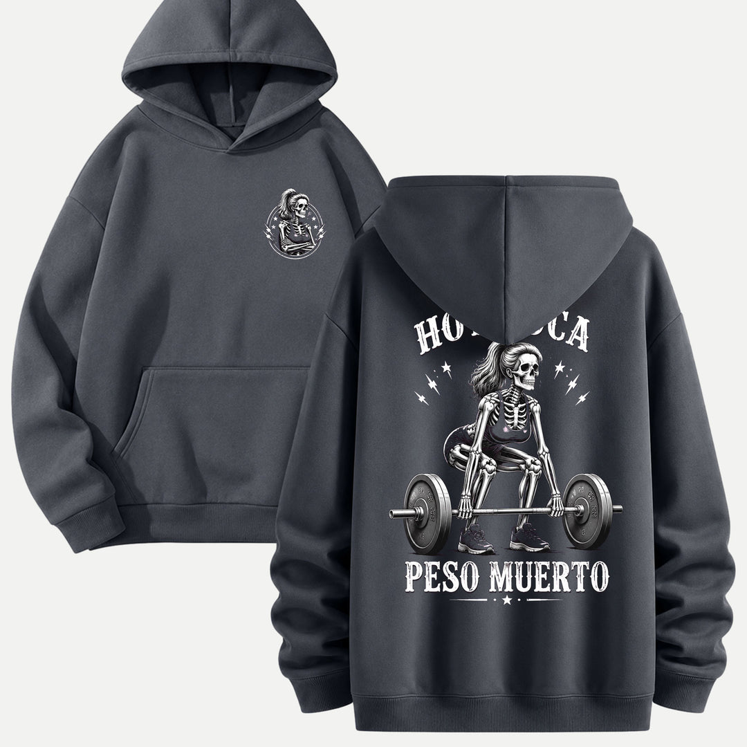 Hoy Toca Peso Muerto Double-Sided Skeleton Deadlift Graphic T-Shirt
