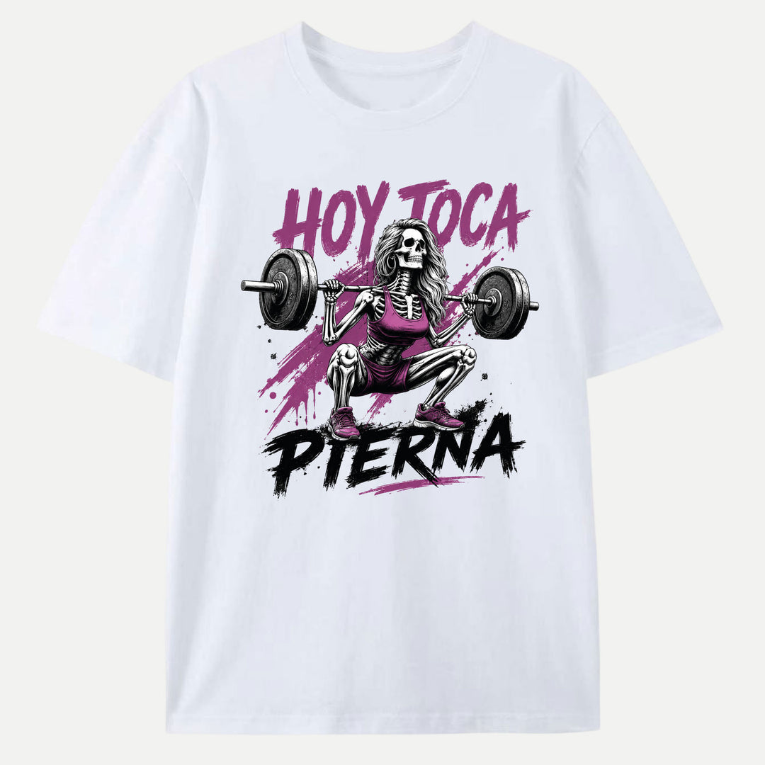 Hoy Toca Pierna Skeleton Squat Gym Graphic T-Shirt