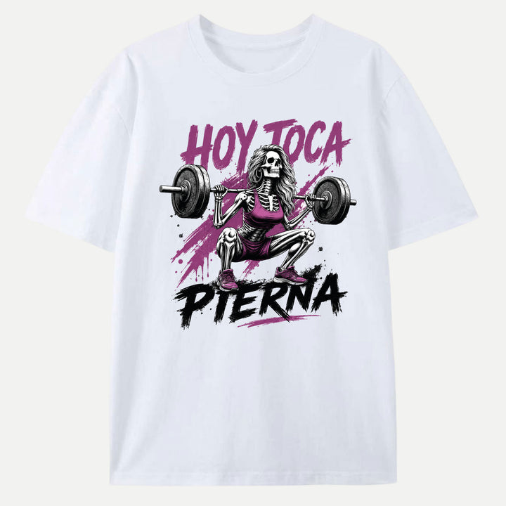 Hoy Toca Pierna Skeleton Squat Gym Graphic T-Shirt