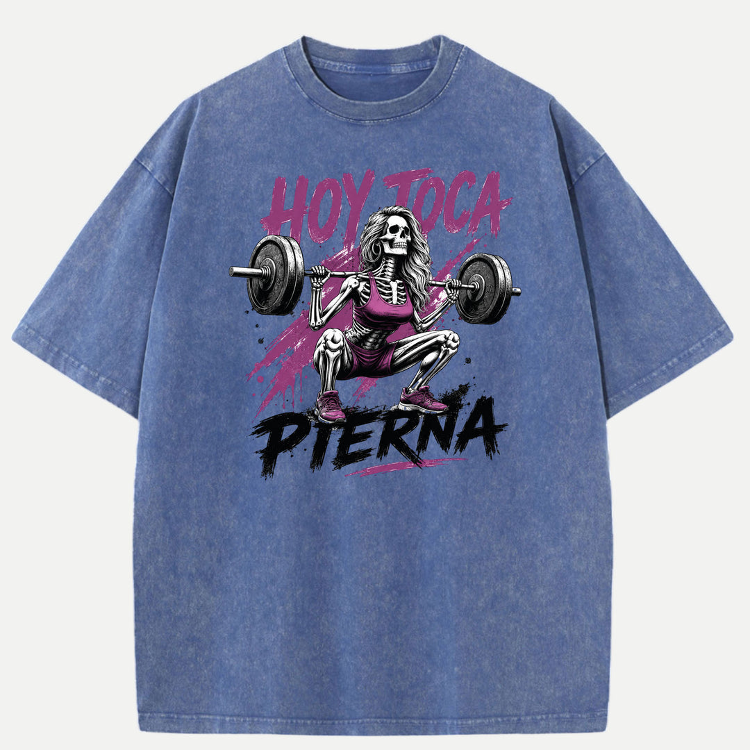 Hoy Toca Pierna Skeleton Squat Gym Graphic T-Shirt
