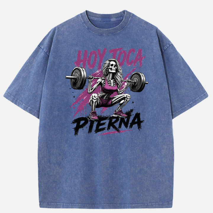 Hoy Toca Pierna Skeleton Squat Gym Graphic T-Shirt