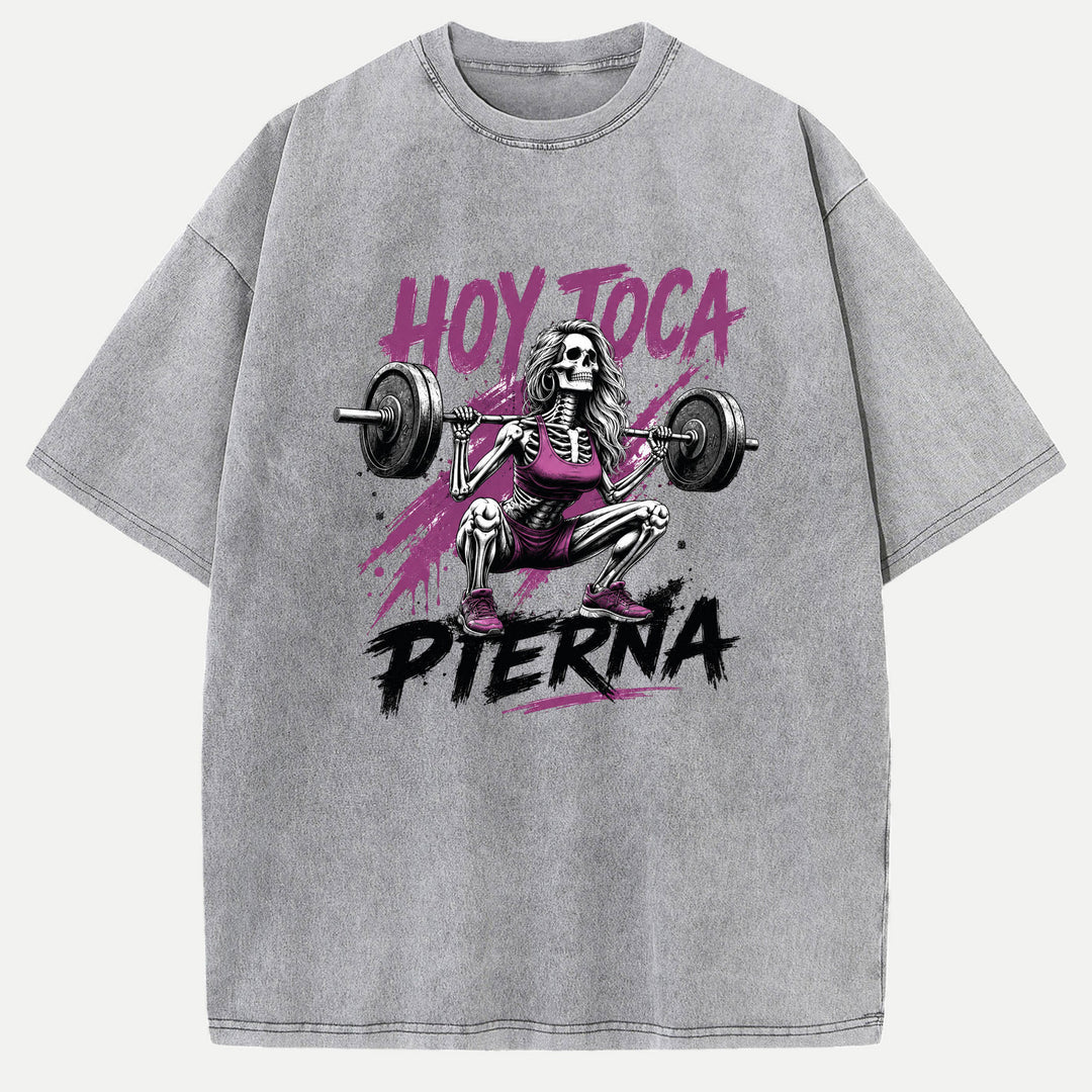 Hoy Toca Pierna Skeleton Squat Gym Graphic T-Shirt