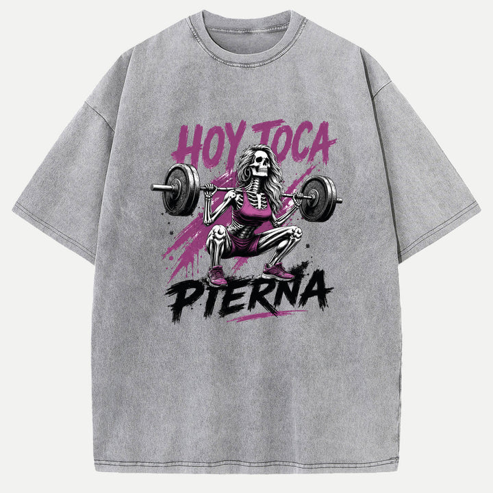 Hoy Toca Pierna Skeleton Squat Gym Graphic T-Shirt