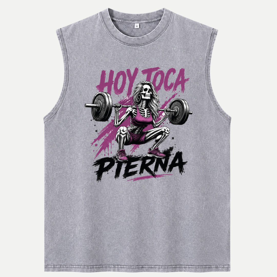 Hoy Toca Pierna Skeleton Squat Gym Graphic T-Shirt