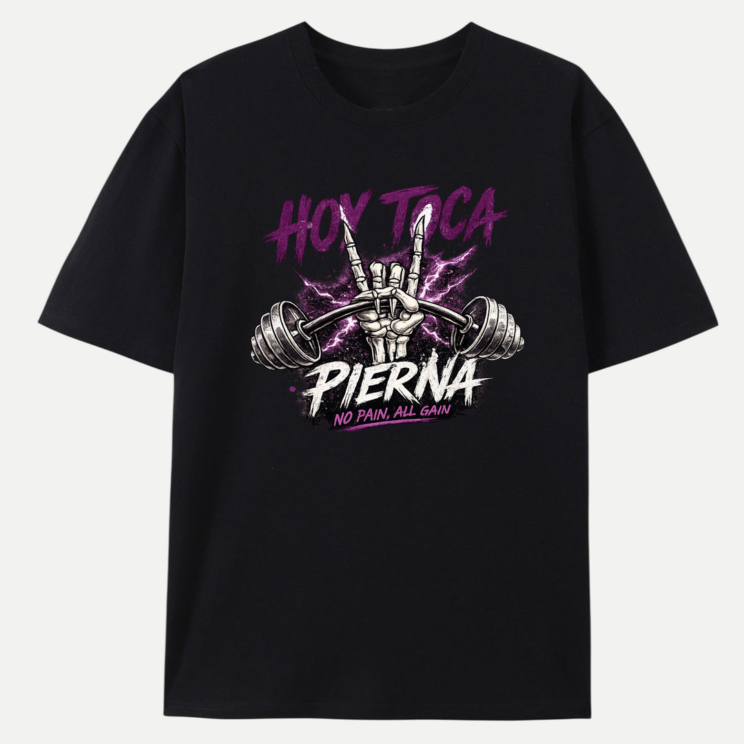 Hoy Toca Pierna Skeleton Hand Gym Graphic T-Shirt