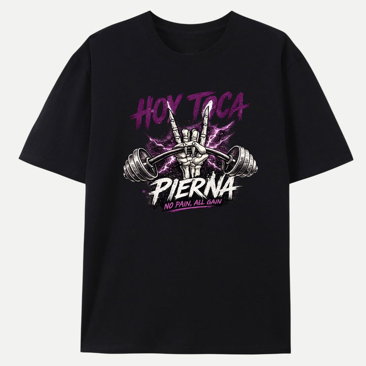 Hoy Toca Pierna Skeleton Hand Gym Graphic T-Shirt