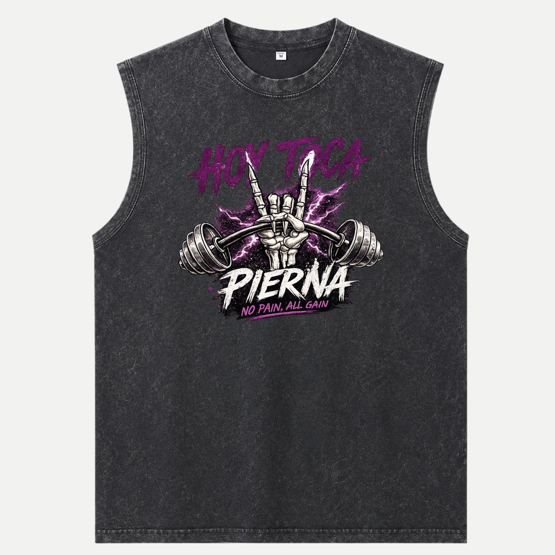 Hoy Toca Pierna Skeleton Hand Gym Graphic T-Shirt