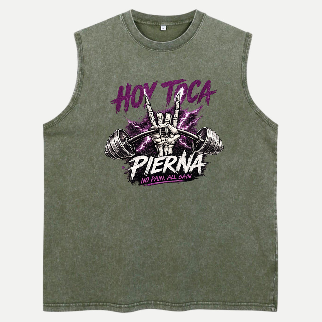 Hoy Toca Pierna Skeleton Hand Gym Graphic T-Shirt