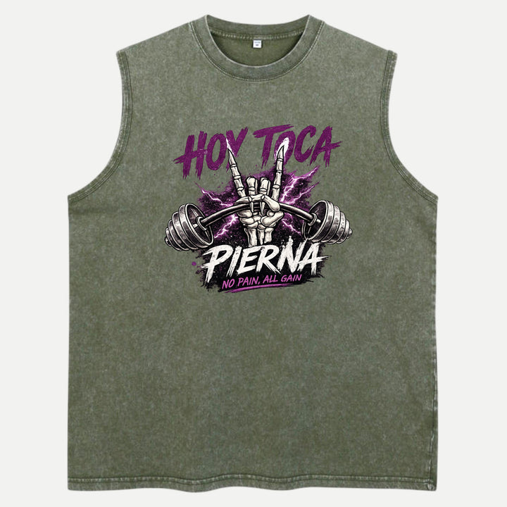 Hoy Toca Pierna Skeleton Hand Gym Graphic T-Shirt