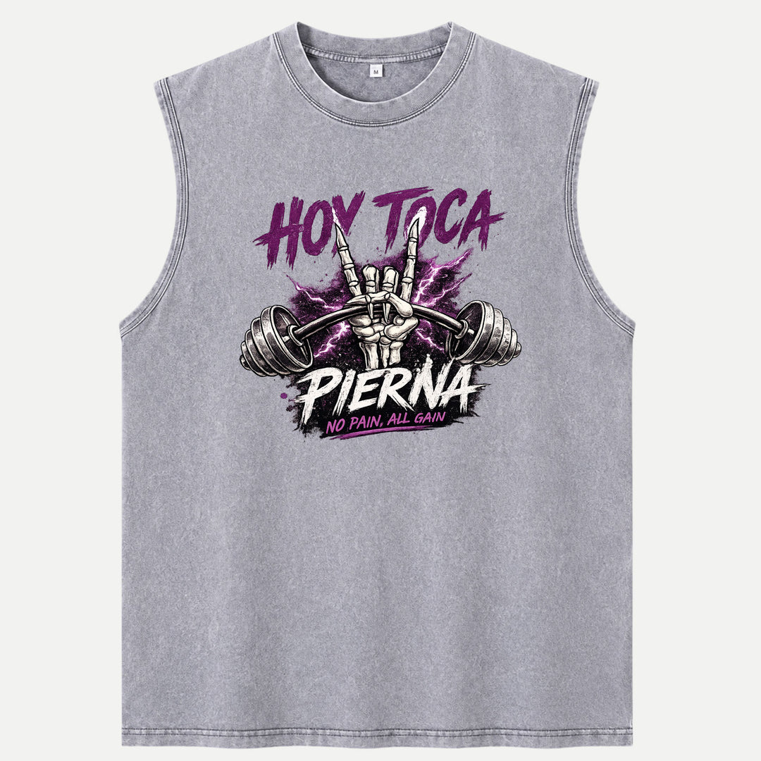 Hoy Toca Pierna Skeleton Hand Gym Graphic T-Shirt