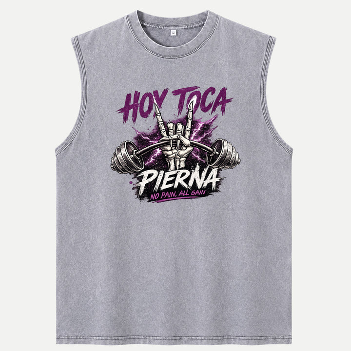 Hoy Toca Pierna Skeleton Hand Gym Graphic T-Shirt