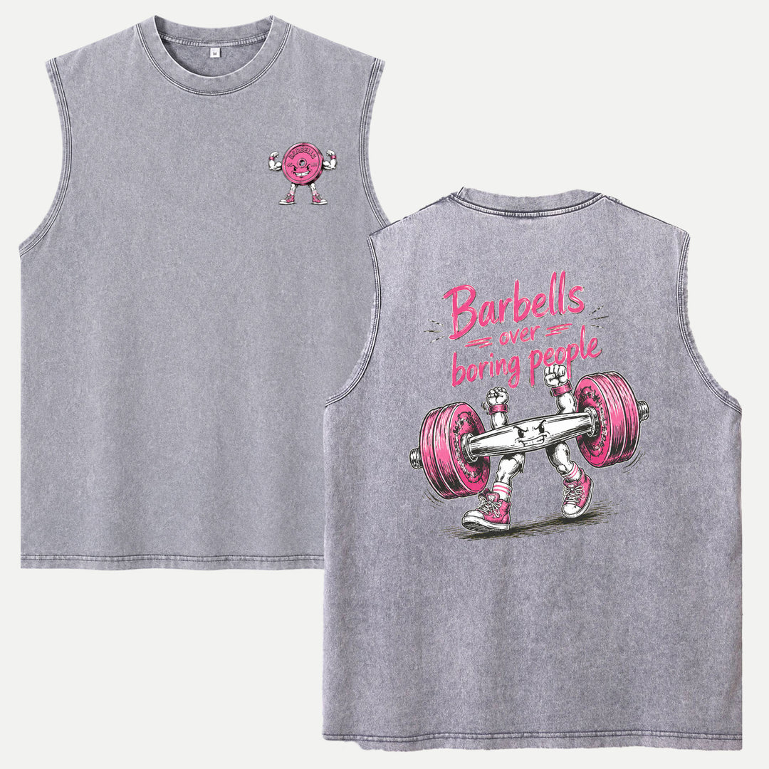 Barbells Over Boring People Double-Sided Gym Graphic T-Shirt