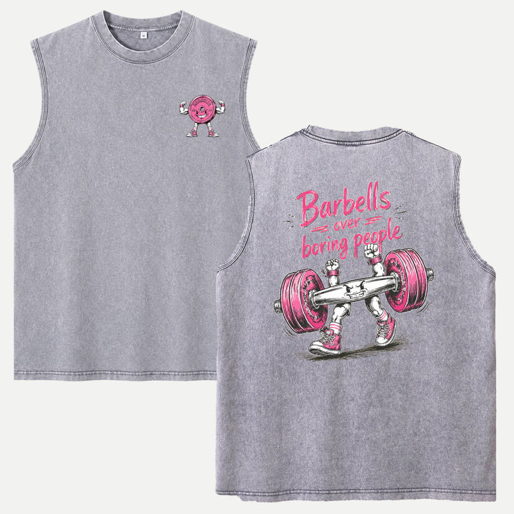 Barbells Over Boring People Double-Sided Gym Graphic T-Shirt