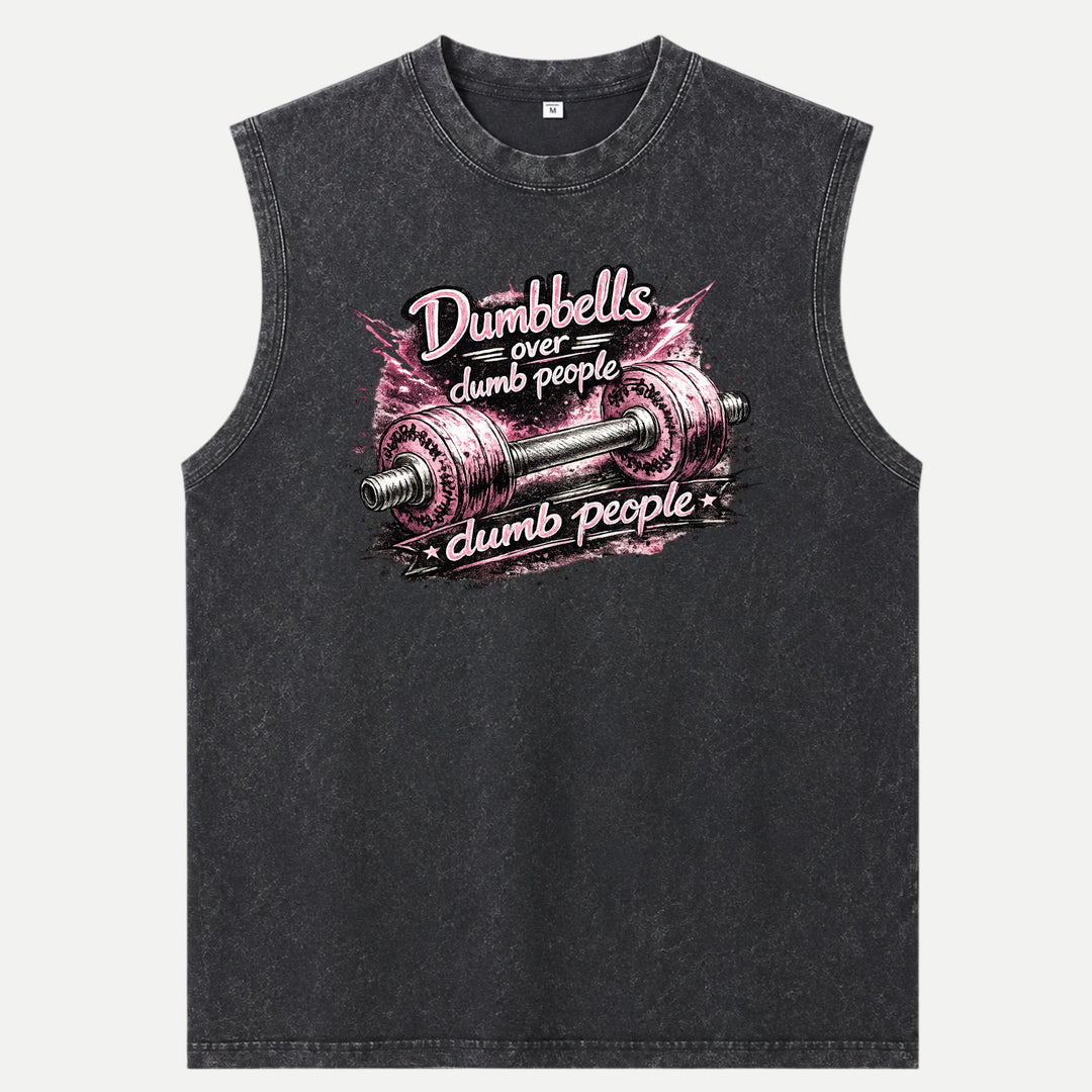 Dumbbells Over Dumb People Funny Gym Graphic T-Shirt