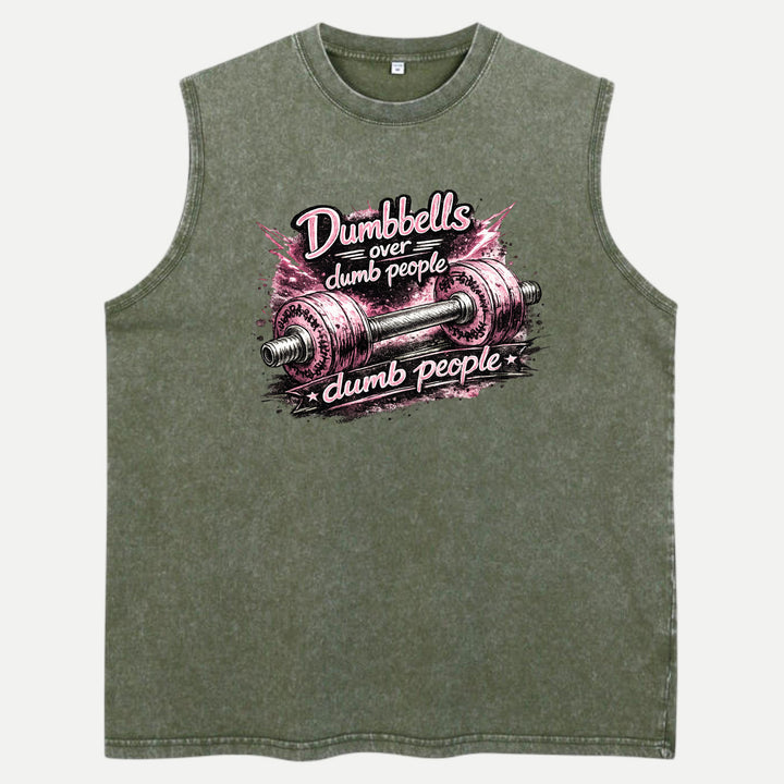 Dumbbells Over Dumb People Funny Gym Graphic T-Shirt