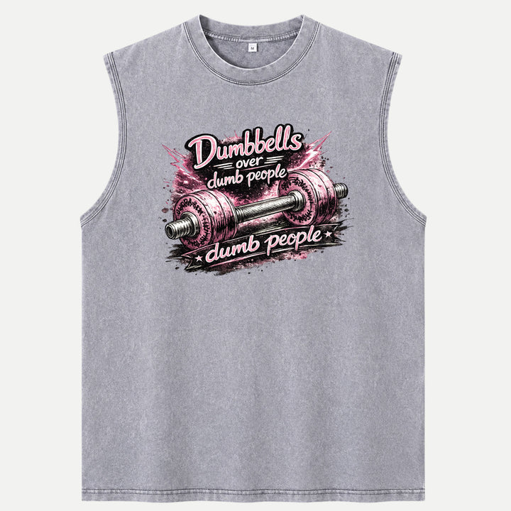 Dumbbells Over Dumb People Funny Gym Graphic T-Shirt
