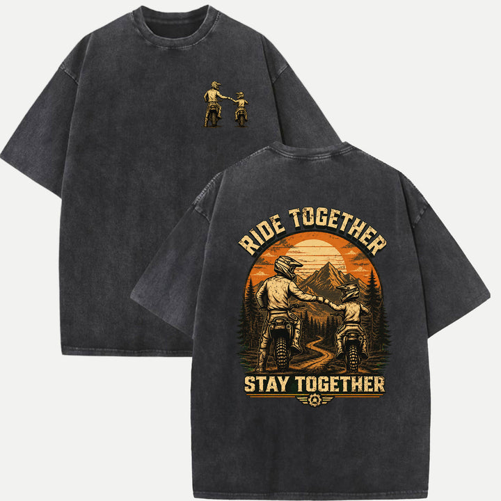 Ride Together Stay Together Dirt Bike Fist Bump Graphic T-Shirt