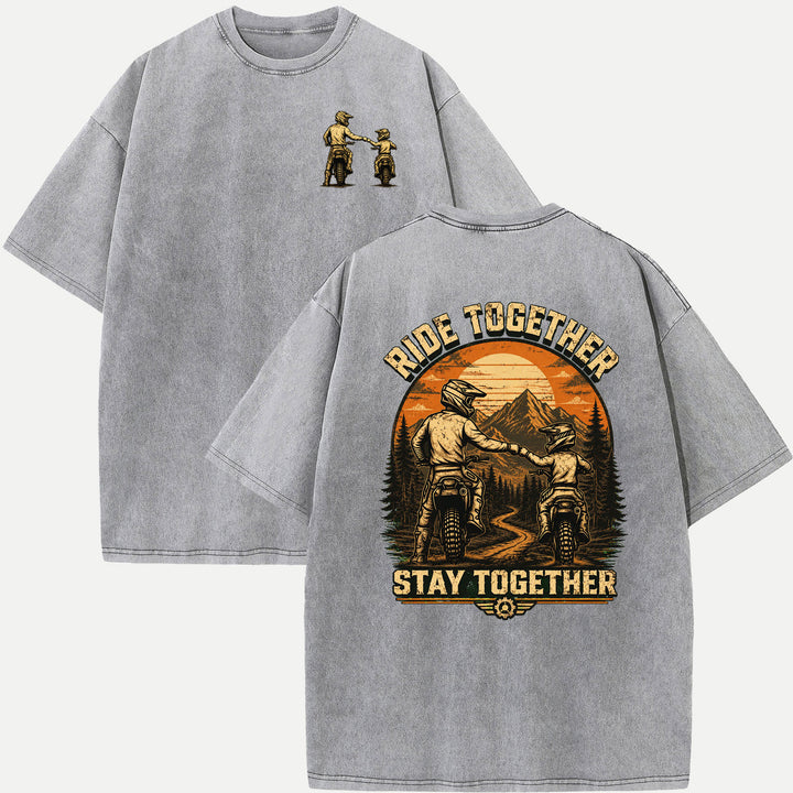 Ride Together Stay Together Dirt Bike Fist Bump Graphic T-Shirt