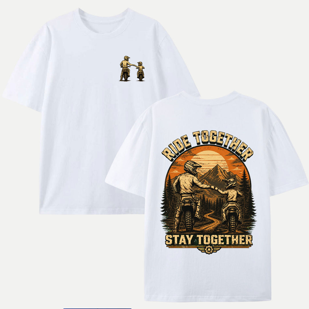 Ride Together Stay Together Dirt Bike Fist Bump Graphic T-Shirt