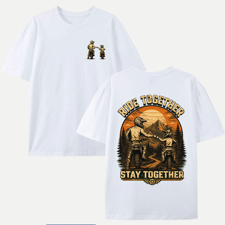 Ride Together Stay Together Dirt Bike Fist Bump Graphic T-Shirt