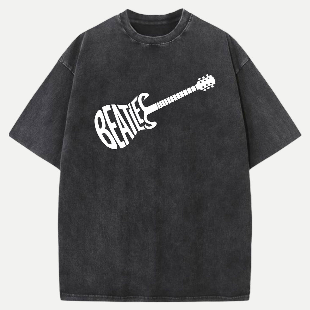 Retro Guitar Typography T-Shirt