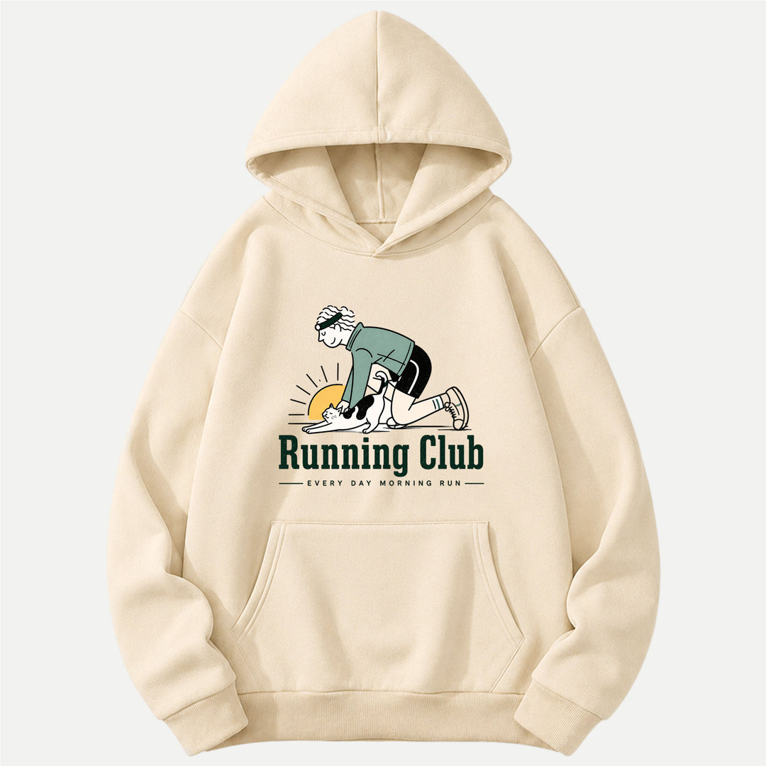 Morning Run Cat Running Club Hoodie
