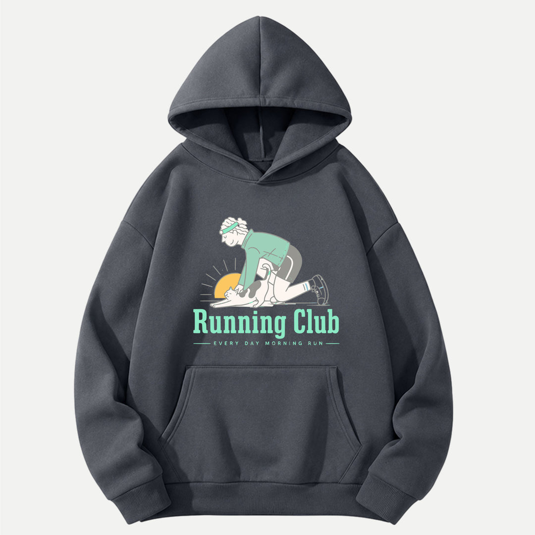 Morning Run Cat Running Club Hoodie