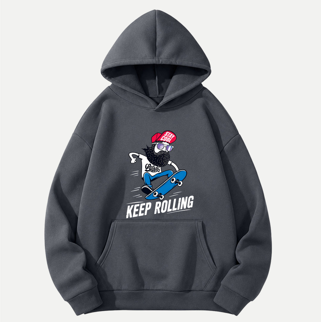 Keep Rolling Bearded Skateboarder T-Shirt
