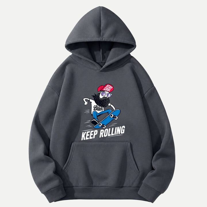 Keep Rolling Bearded Skateboarder T-Shirt