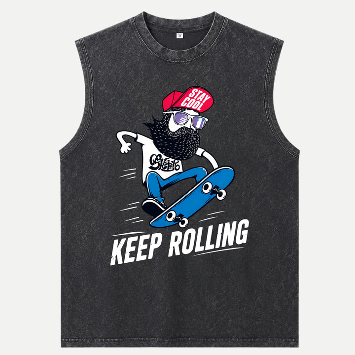 Keep Rolling Bearded Skateboarder T-Shirt