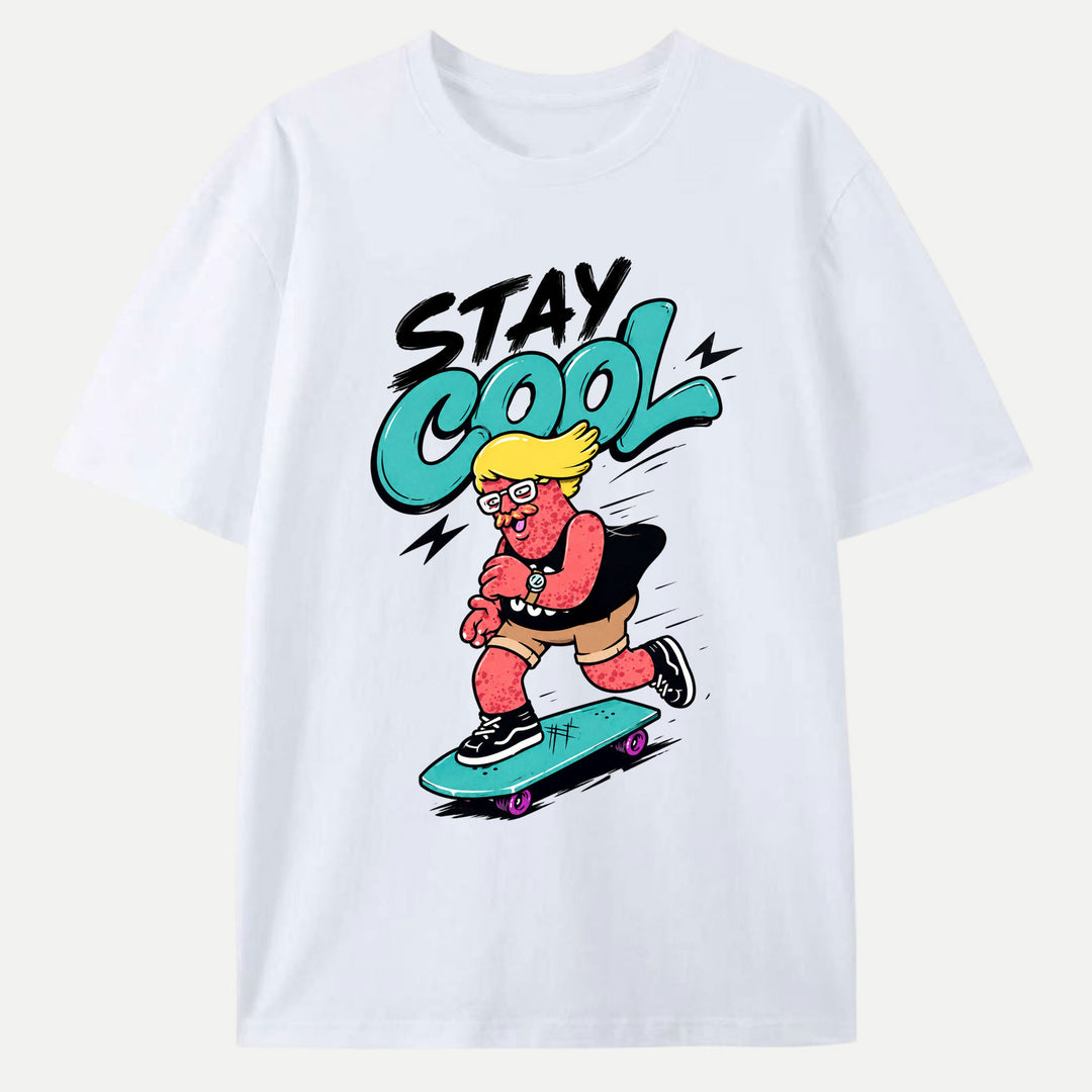 Stay Cool Cartoon Skateboarder T-Shirt