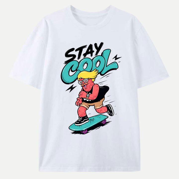 Stay Cool Cartoon Skateboarder T-Shirt