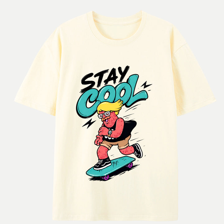 Stay Cool Cartoon Skateboarder T-Shirt