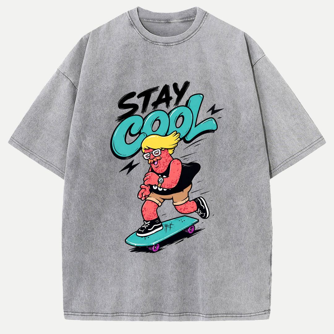 Stay Cool Cartoon Skateboarder T-Shirt
