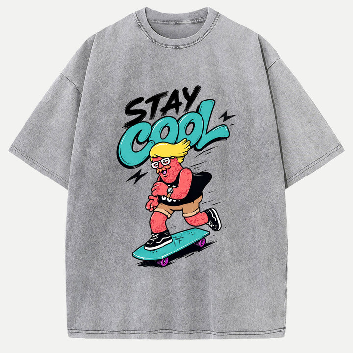 Stay Cool Cartoon Skateboarder T-Shirt
