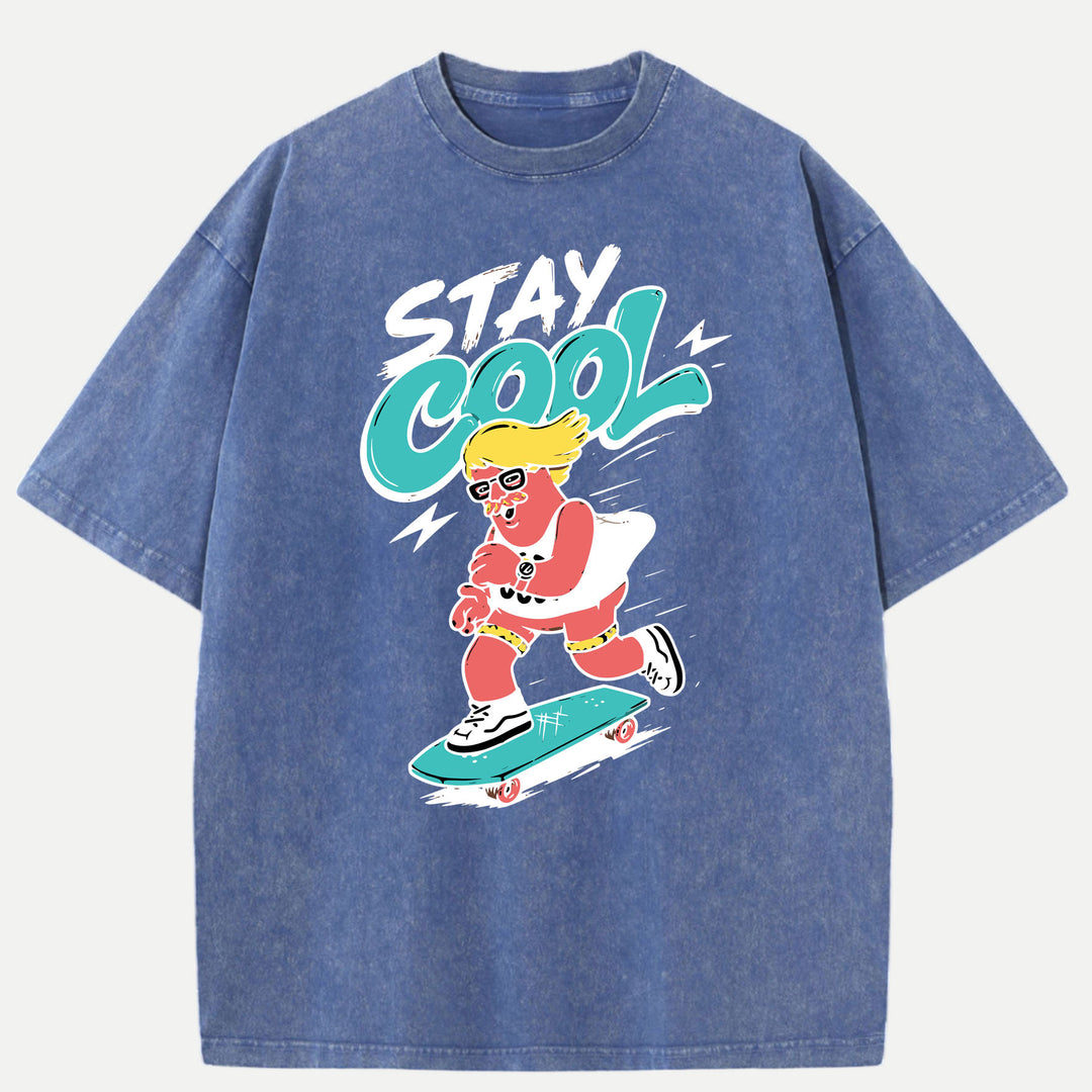 Stay Cool Cartoon Skateboarder T-Shirt
