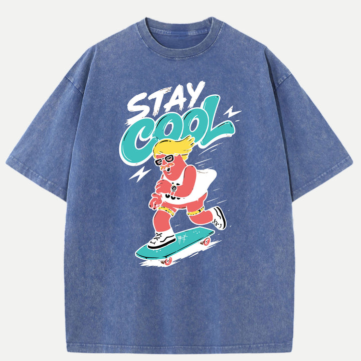 Stay Cool Cartoon Skateboarder T-Shirt