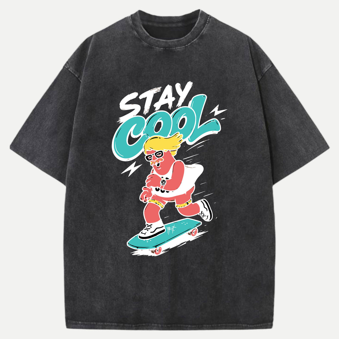 Stay Cool Cartoon Skateboarder T-Shirt
