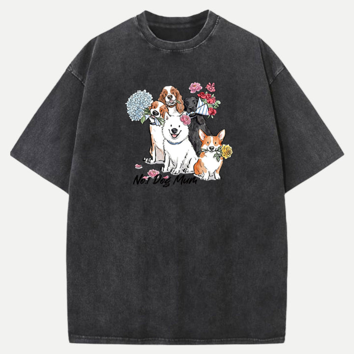 Cute Floral Dogs "No.1 Dog Mum" Graphic T-shirt