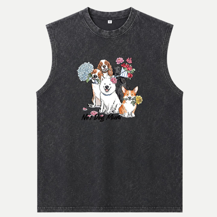 Cute Floral Dogs "No.1 Dog Mum" Graphic T-shirt