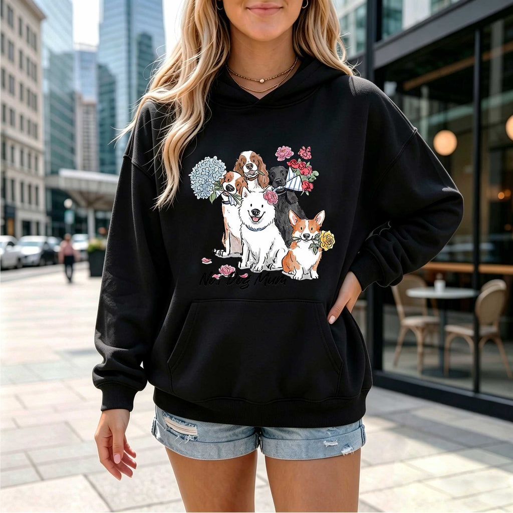 Cute Floral Dogs "No.1 Dog Mum" Graphic Hoodie