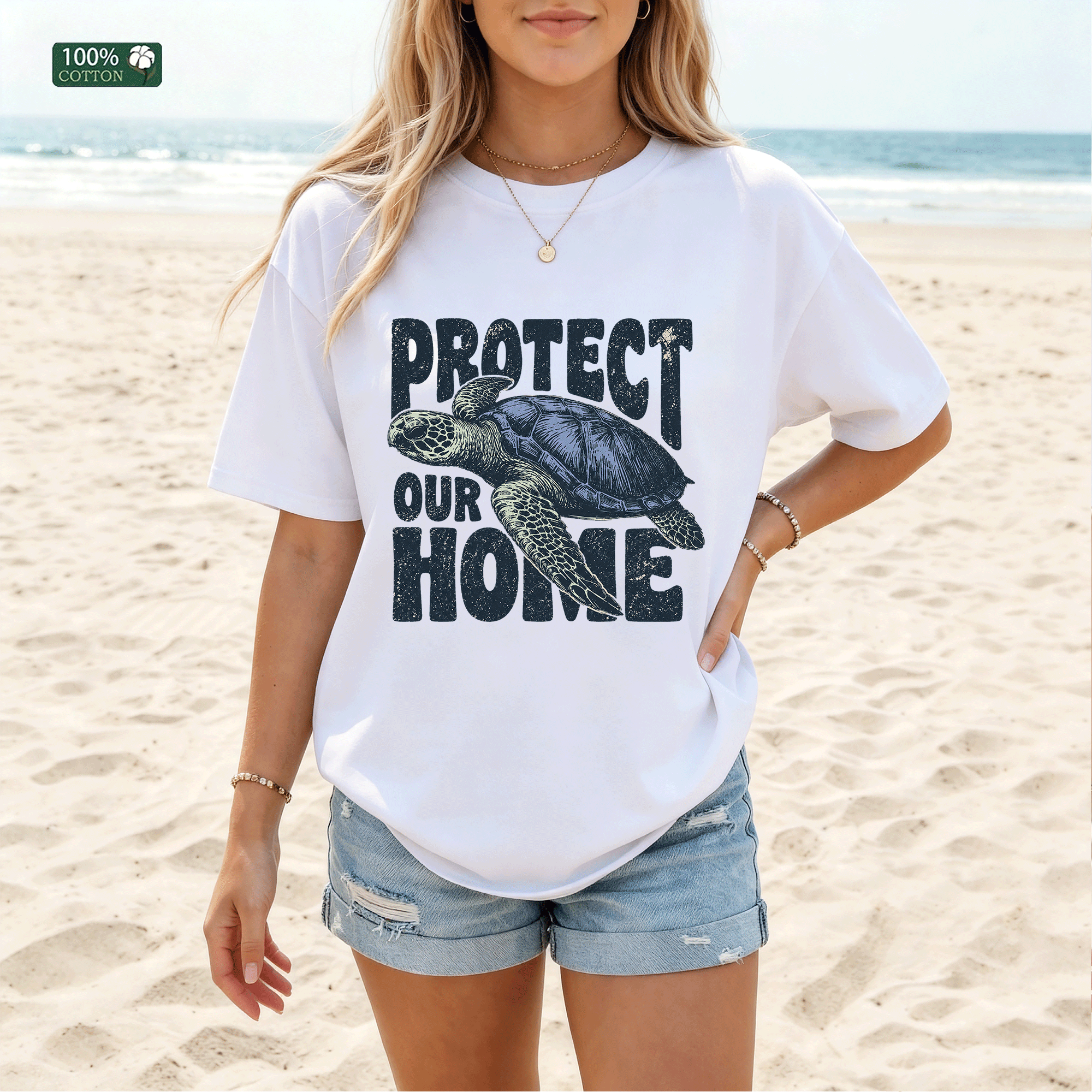 Protect Our Home Turtle T-shirt, Ocean Lover Graphic Tee