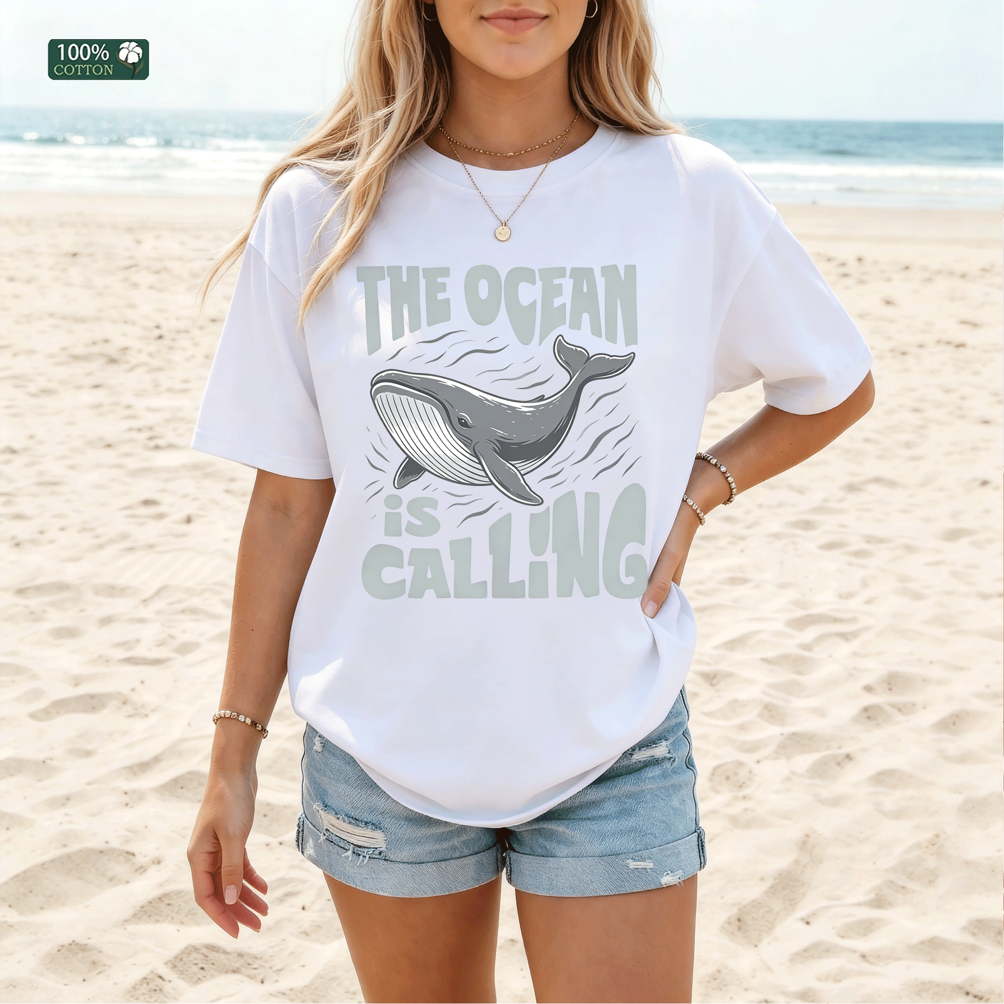 The Ocean Is Calling Whale Graphic T-shirt, Beach Summer Tee