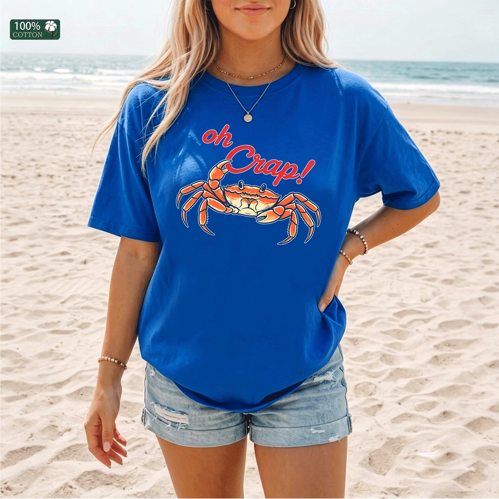 Oh Crap Crab Graphic T-shirt, Funny Beach Summer Tee