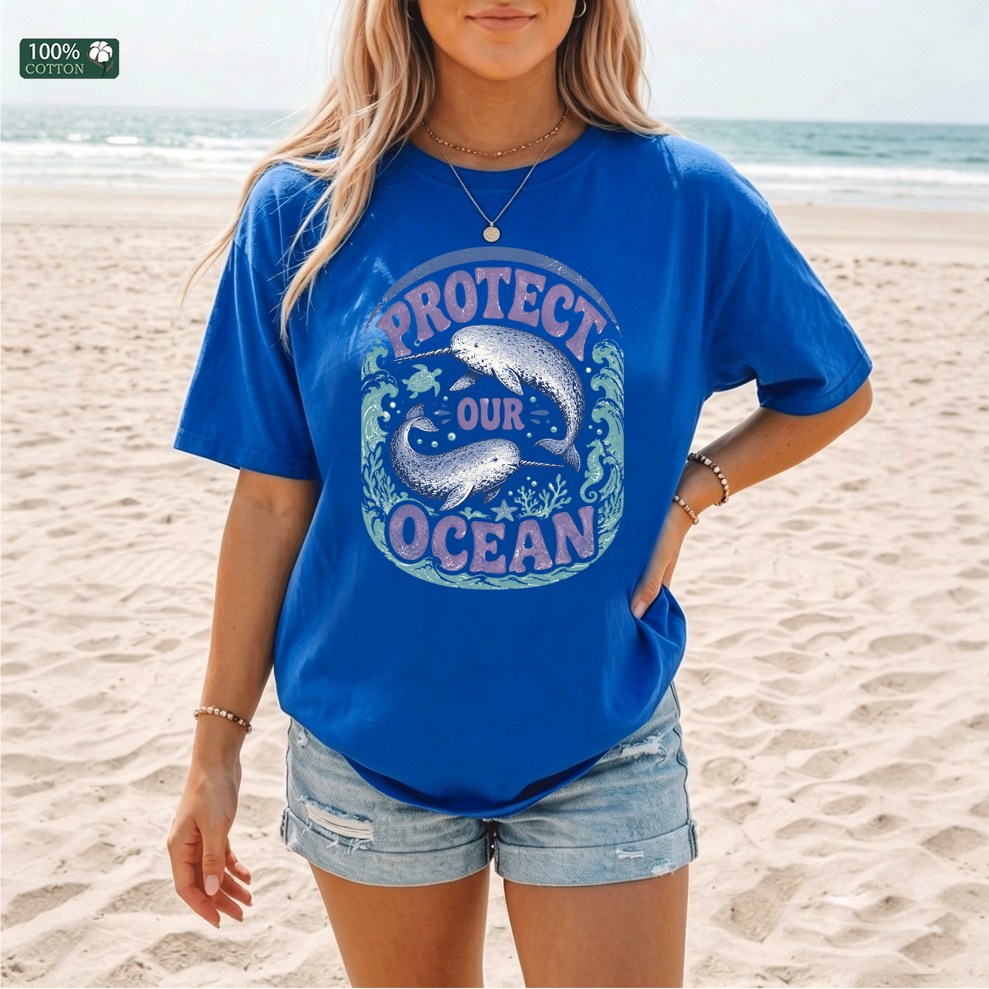 Protect Our Ocean Whale Graphic T-shirt, Ocean Lover Tee