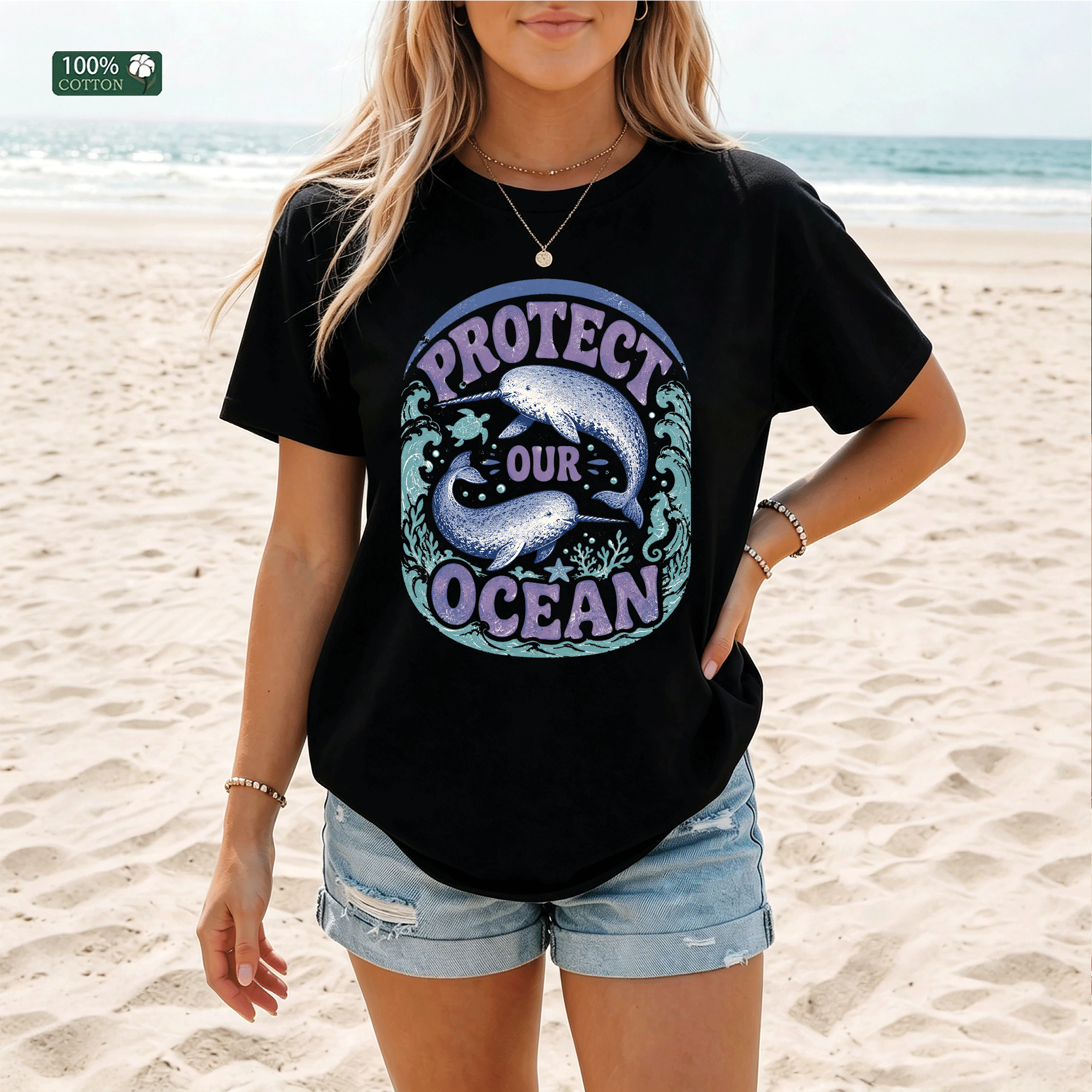 Protect Our Ocean Whale Graphic T-shirt, Ocean Lover Tee