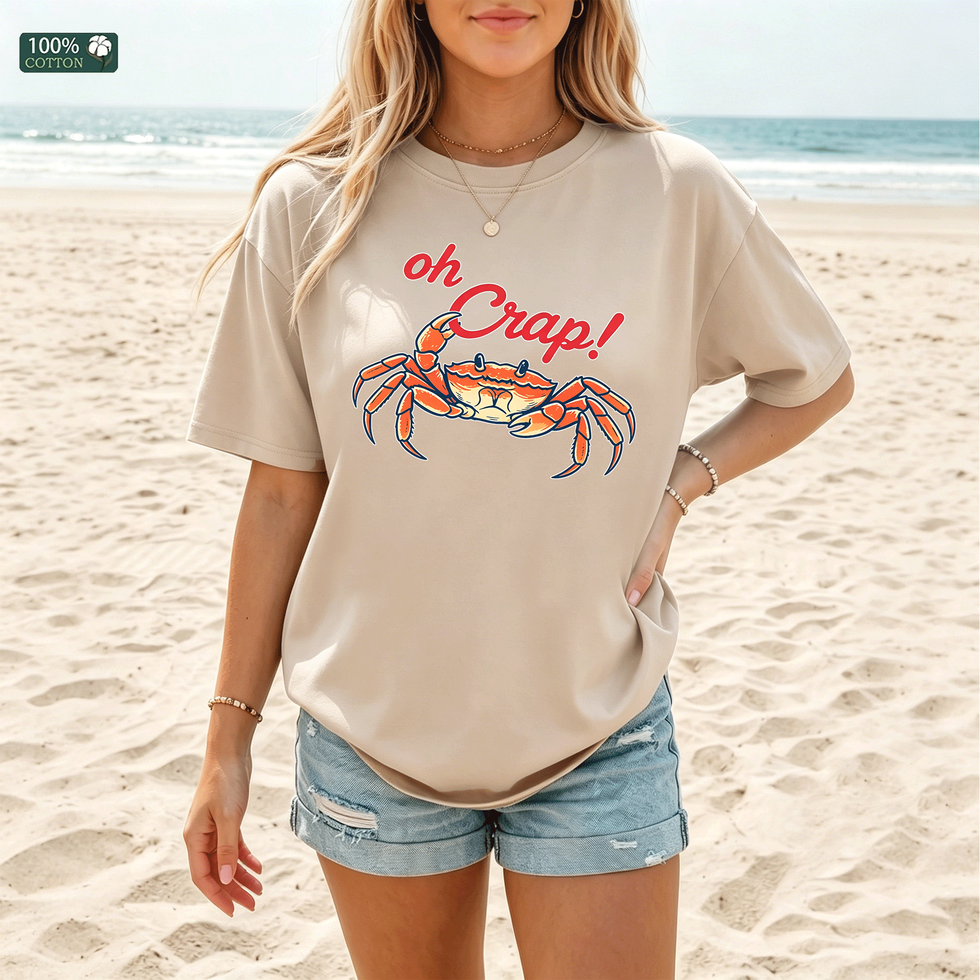 Oh Crap Crab Graphic T-shirt, Funny Beach Summer Tee