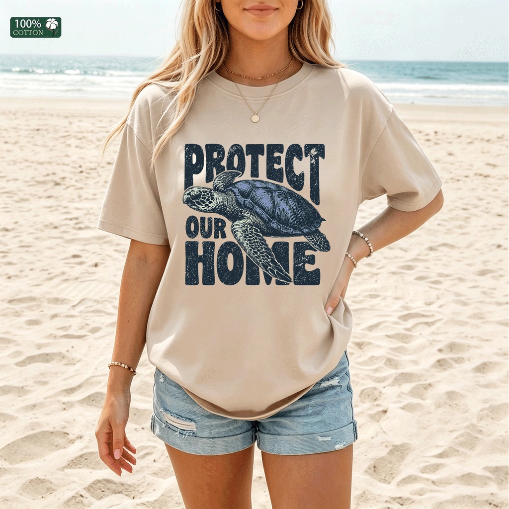 Protect Our Home Turtle T-shirt, Ocean Lover Graphic Tee