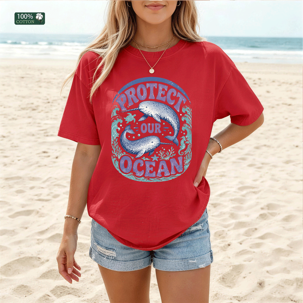 Protect Our Ocean Whale Graphic T-shirt, Ocean Lover Tee